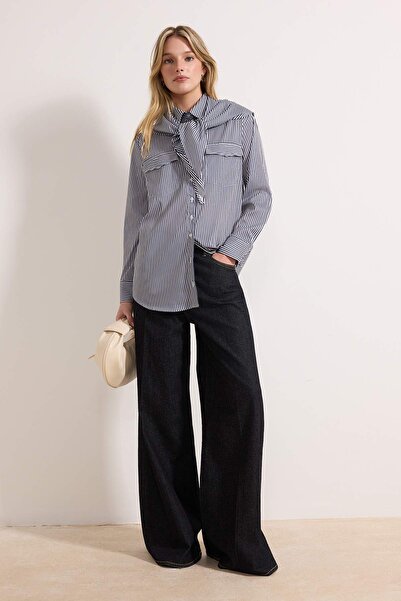 Trendyol Modest Multi-Colored Striped Regular Woven Tie-Back Scarf Detailed S...