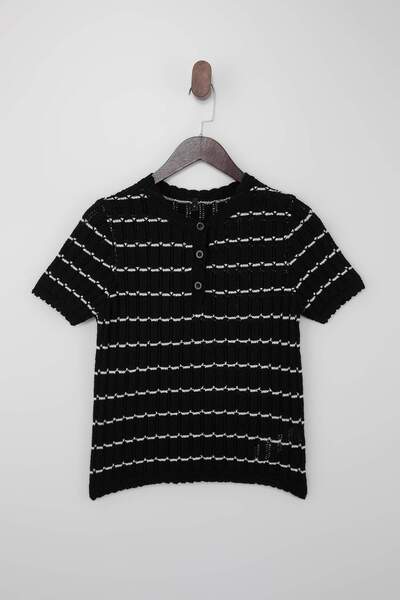 Trendyol Collection Bluză tricotată cu dungi negre guler rotund TWOSS26BZ00130