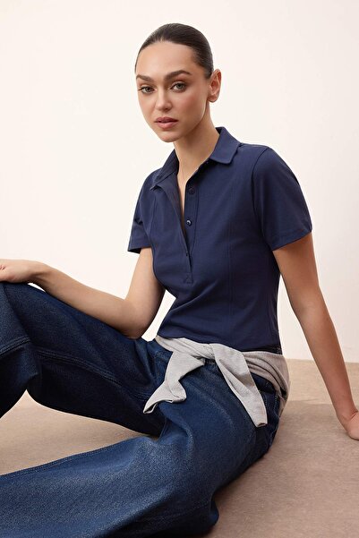 Trendyol Collection Wardrobe Essentials-Navy Blue Regular/Normal Fit Stitchin...