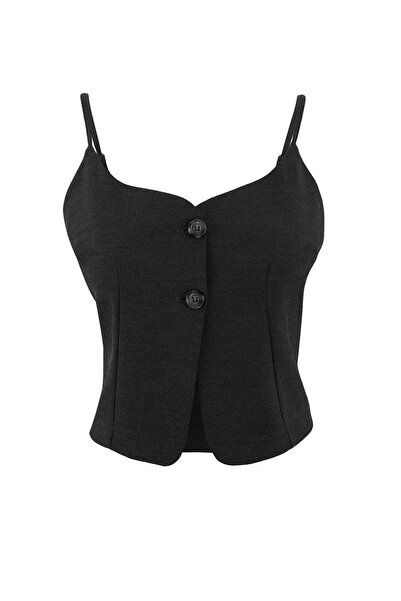 Trendyol Collection Anthracite Lined Woven Fitted Vest Twoss26Ye00017