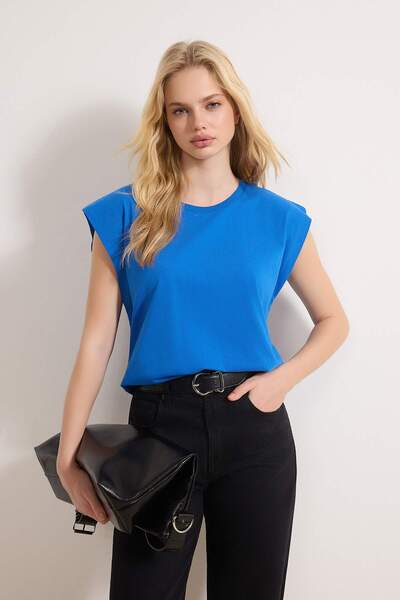 Trendyol Collection albastru cobalt bumbac 100% pernițe pentru umeri Aspect b...