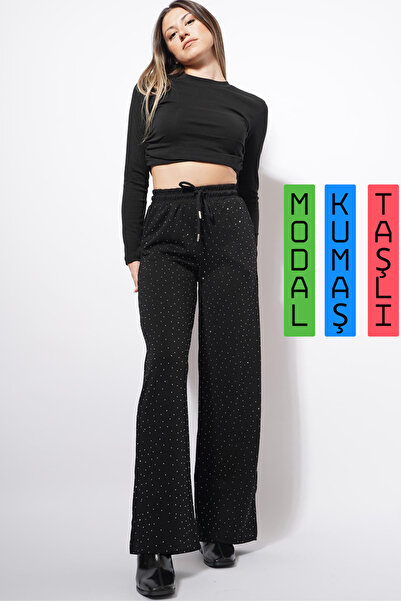 FEVİLLE Γυναικείο Μαύρο Παντελόνι Φόρμας OSHO FABRIC LYCRA FLEXIBLE CORDON με...