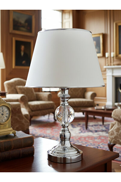 Decodelight مصباح طاولة عاكس الضوء من حجر الكريستال الكبير ذو الساق الكروم وش...