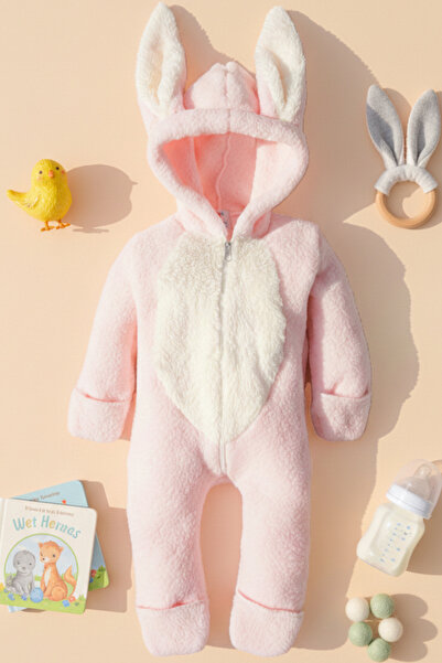 bshood X İpek Atlas Pembe Kışlık Tavşan Tulum