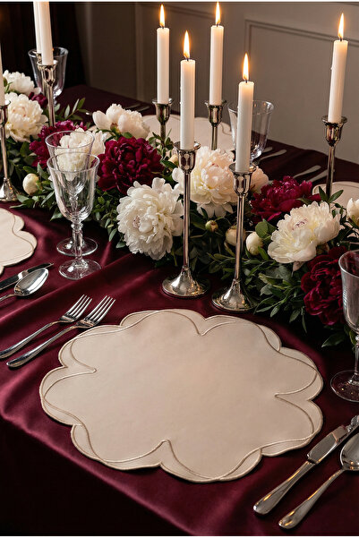 linedesignstudio Bej Suni Deri Amerikan Servis , Supla , Placemats , 1 Adet