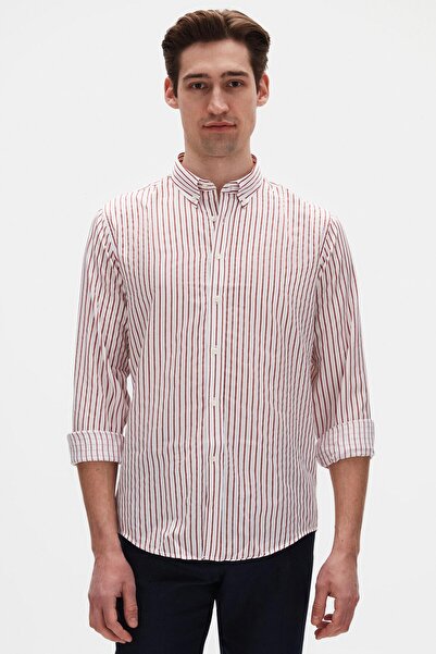 D'S Damat Cămașă cu dungi roșii Ds Damat Slim Fit