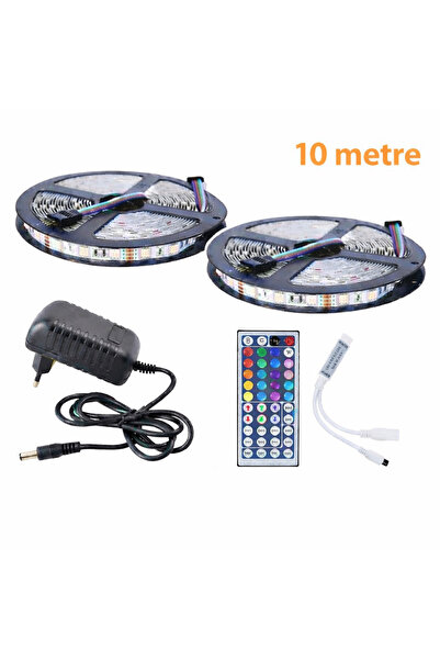 Asşerit Led Şerit Led Rgb 10 Metre Kumandalı 20 Renk 3 Çipli Iç Mekan Tak Çal...