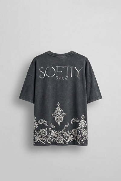 ablukaonline تي شيرت رجالي قابل للغسل مطبوع بنمط عرقي قصة فضفاضة باللون الأنث...