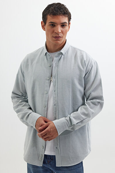 Tudors Erkek Relax Fit Rahat Kalıp Uzun Kollu %100 Pamuk Düğmeli Spor Yaka Ma...