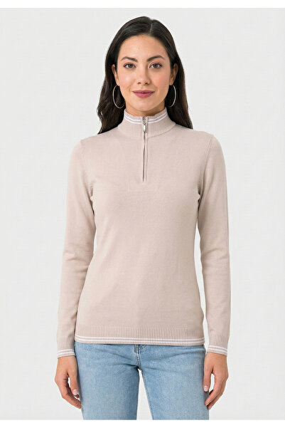 Felix Hardy Women's Half Zipper Sweater - Beige
