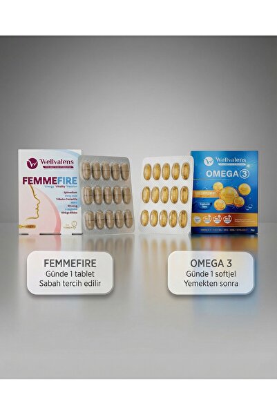 Wellvalens Kadınlara Özel Destek Paketi | Omega 3 30 Softjel + FemmeFire 30 T...