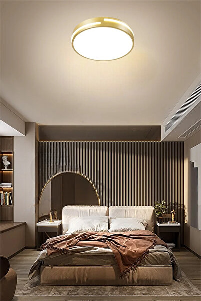 CATLUZ Gold Şerit Akrilikli Kumandalı Dimli 3 Işık Renkli 50cm Led Tavan Lamb...