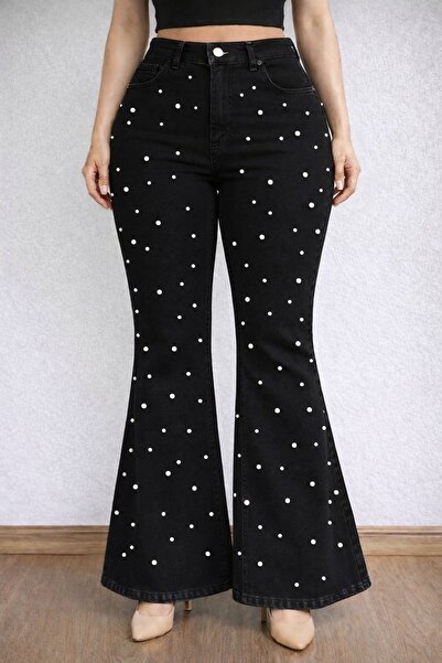 nd jeans Women'S-Premium Pearl Detailed High Waist L Stretch Fabric Flexible ...