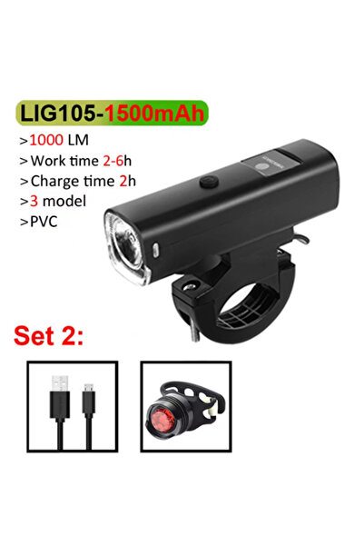 Choice مجموعة 1500 مللي أمبير في الساعة من NEWBOLER مصباح دراجة ذكي مقاوم للم...