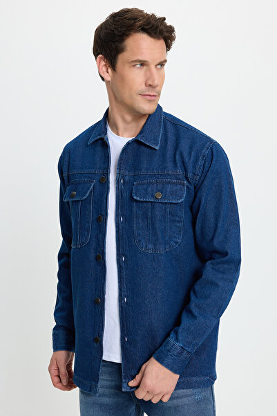 Tudors Unisex Relax Fit pohodlná košeľa z denimu s dvojitými vreckami a overs...