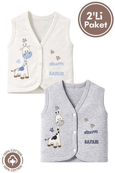Miniel سترة أطفال من القطن العضوي المطرزة على شكل زرافة للأطفال من 3 إلى 6 إل...