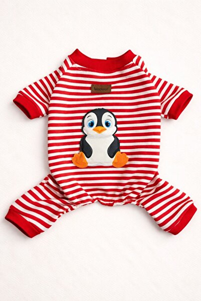 meowuf Küçük Ve Orta Irk Köpekler Için Kırmızı Penguen Penye Köpek Tulumu