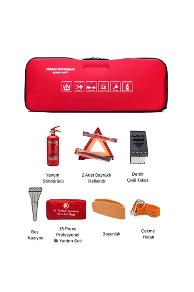 GERMAN KUPFERMAX Araç Muayene Uyumlu 22 Parça Acil Durum ve Profesyonel Trafi...