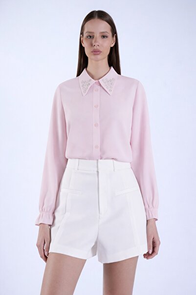 VAGGON Cămașă Aerobin cu perle roz și aplicații de piatră