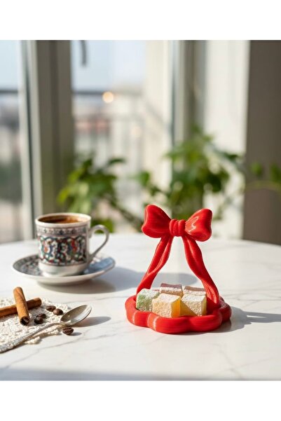 Katmanatolye Kırmızı Kahve Yanı Lokumluk – 3D Baskı Şık Kahve Sunumluk