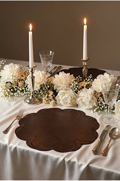 linedesignstudio Kahverengi Suni Deri Amerikan Servis , Supla , Placemats , 1...