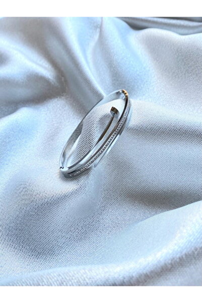 DEMOKAN Kadın Bileklik Yüksek Kalite İnce Çivi Taş Detay Kelepçe Kadın Çelik ...