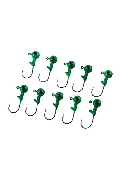SAVEX Jighead - Zoka - Kurşunlu Olta İğnesi - (XH-A 02) - Yeşil - 6 Gr - 10 Adet