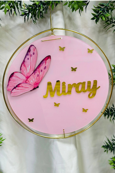 RetroLazer Figürlü Bebek Odası Pleksi Hastane Bebek Kapı Süsü İsimlik Makrome...