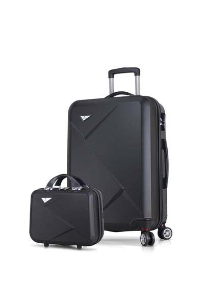 My Valice Diamond Abs Orta Ve Makyaj Boy Siyah 2'li Valiz Seti