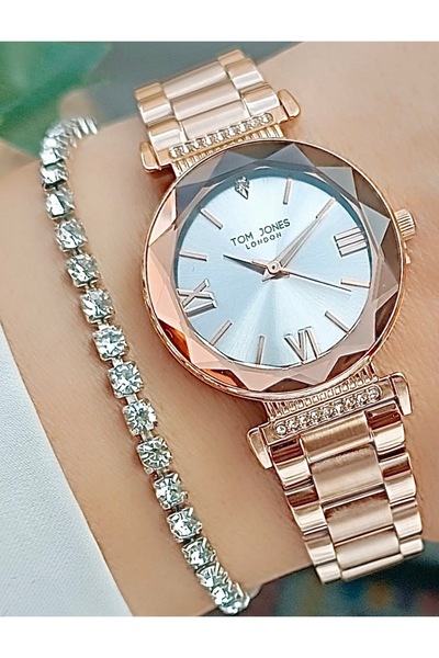 Tom Jones Orjinal 2 Yıl Garantili Kadın kol Saati Kesme Cam Rose Gold Renk+Bi...