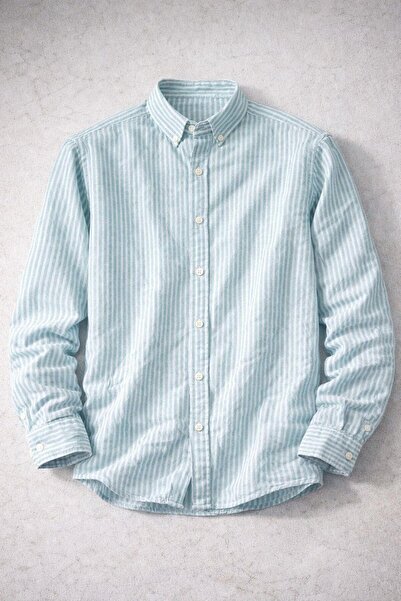 Valiberta قميص كتان مخطط بخط مستقيم - تفاحة