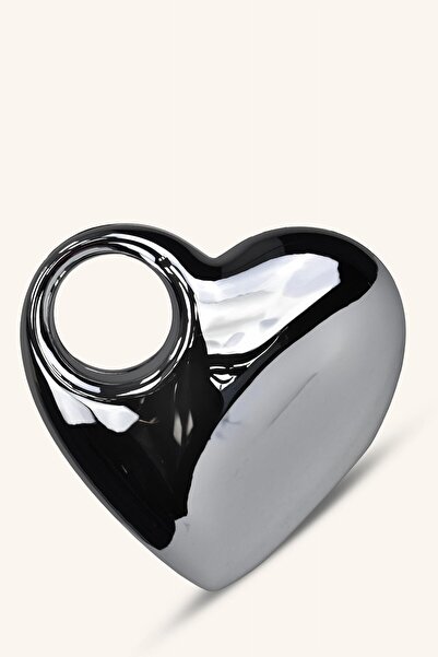 birizmoda Geantă pentru rochie de seară strălucitoare model inimă - argintiu