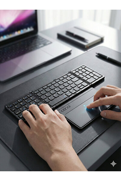 Zilvana Katlanabilir Bluetooth Klavye + Touchpad Ultra Taşınabilir Type-C Şarj