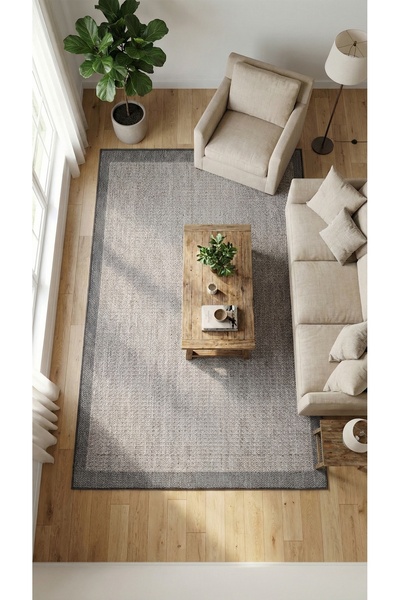 Halispecial Sisaly Gri Jüt Taban Sisal Kilim-Salon-Oturma Odası-Mutfak-Tozuma...