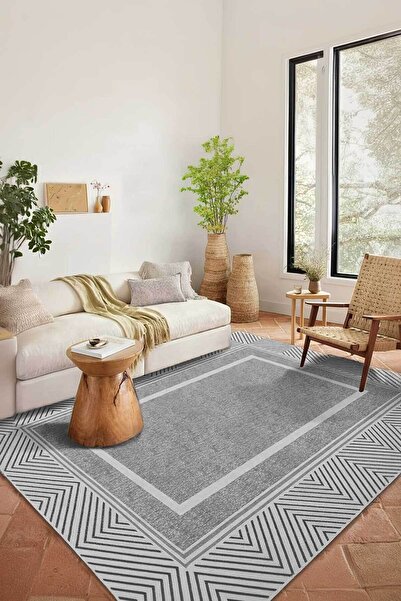 Decomia Home Неплъзгащ се, подлежащ на пране, модерен килим с геометричен диз...