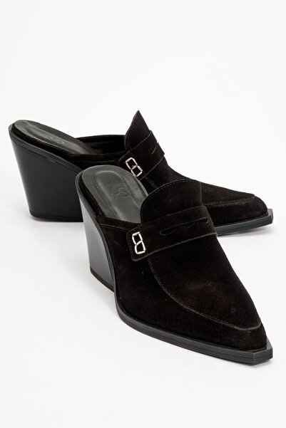 Zeynep Sıradağlı شبشب نسائي من الجلد الطبيعي من Valmine باللون الأسود من جلد ...