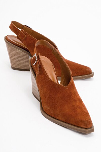 Zeynep Sıradağlı Vales Kadın Deri  Western Sandalet Taba Süet