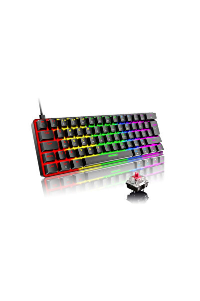 MERTBİLİSİM2 Rgb %60 Mini Mekanik Kırmızı Switch Oyun Klavyesi