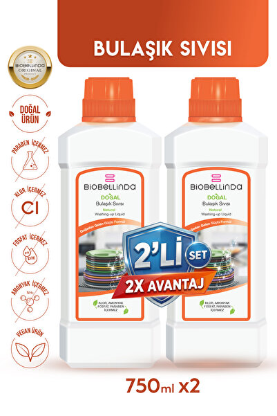 BioBellinda Doğal Bulaşık Sıvısı Konsantre Yapılı Süper Güçlü Formül (2'Lİ SET)