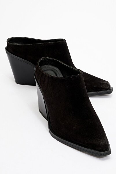 Zeynep Sıradağlı Γυναικείες Παντόφλες Vendy από Γνήσιο Δέρμα σε Μαύρο Σουέτ