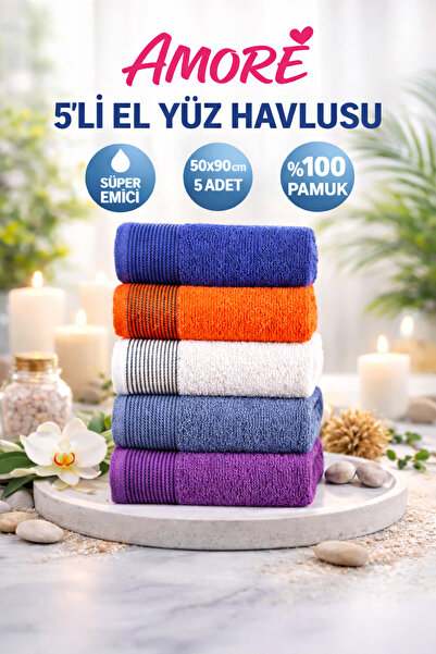 BAMİROSE 50x90 CM SET OD 5 AMORE PEŠKIRA ZA RUKU I LICE