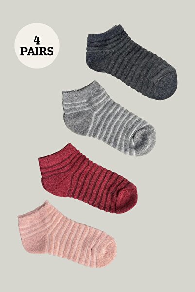 İbrahim Berk 4 чифта дамски двустранни кърпички за крака – цветни и меки