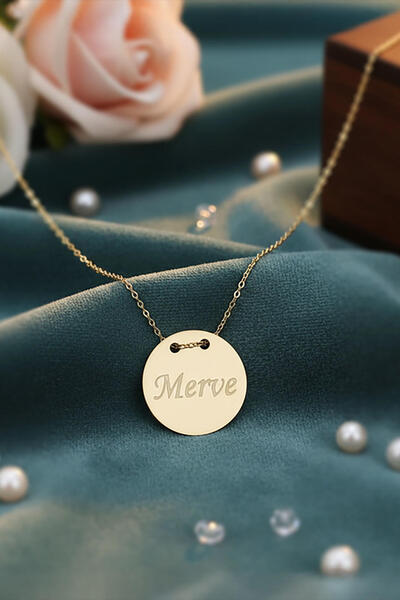 Iryum Kişiye Özel İsimli Plaka Altın Kolye - 14 Ayar