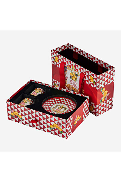 CHIARA ALESSI Capri Red Porcelain Coffee Cup Set 110 ml