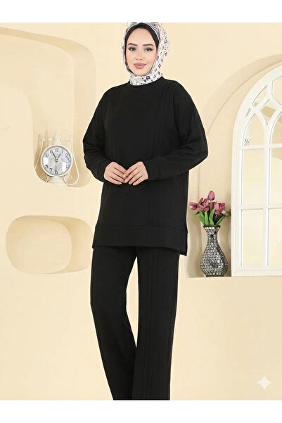 MEBA Women's Islamic Clothing Modal Fabric Self-Line Detailed Crew Neck Top a...
