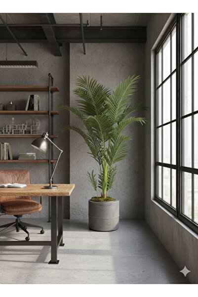 ABAYS 37x33 cm antrasit Beton Görünümlü Fiber Saksı