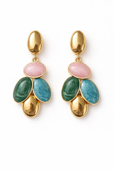 Leo'Stone تصميم معلق متعدد الأوراق ملون مطلي بالمينا، أقراط نسائية من الفولاذ...