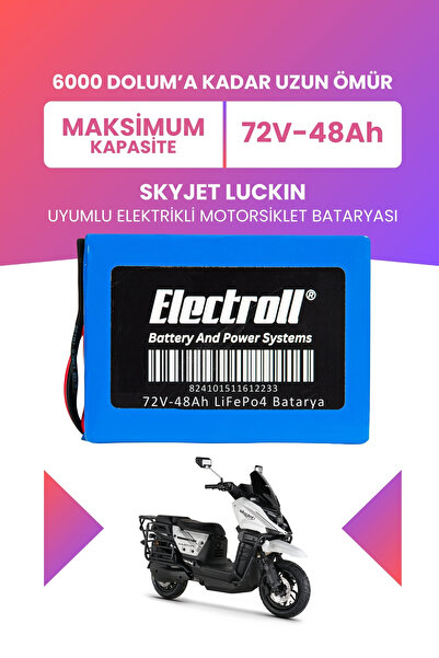 ELECTROLL SKYJET LUCKIN Uyumlu Batarya (Maksimum Kapasite) LiFePO4 72V 48Ah E...