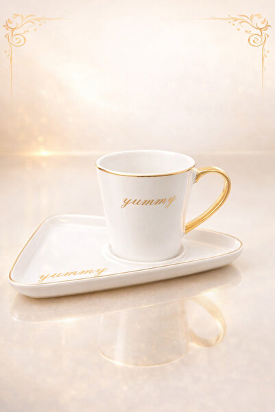 YzHome Porcelain Gilt Coffee Cup Set for 6 People