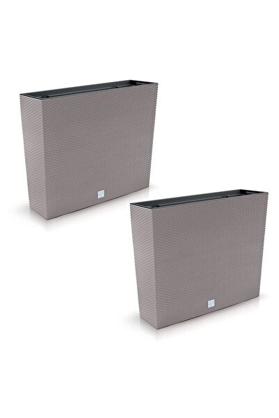 Mercaton Set 2 jardiniere decorative, imitatie ratan, cafeniu, 58x18x49.8 cm,...